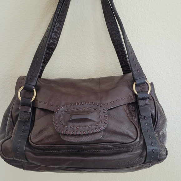 GENUINE LEATHER AND COTON LINING HANDBAG, MEDIUM SIZE 13X8X5.22" LONG HANDLES. - Picture 3 of 10